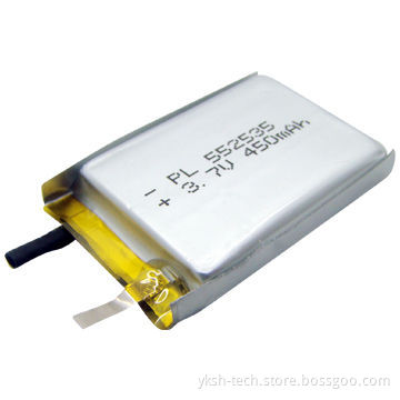 Soft Pack Lithium Polymer Battery ICS552535 with 3.7V, 450mAh for GPS/Medical Equipment/MP4